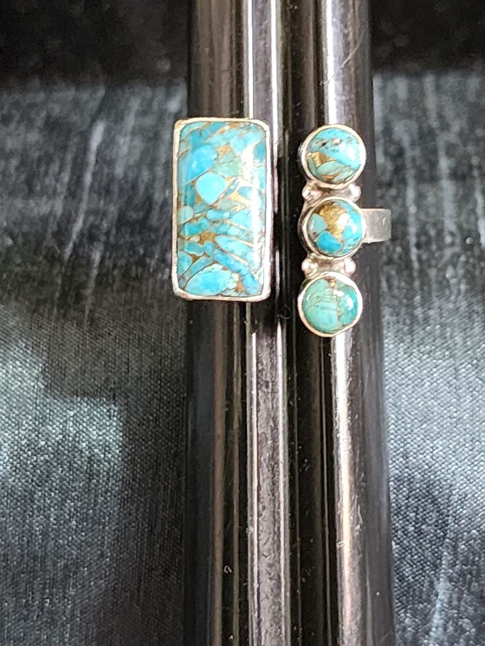 Boho Blue Copper Turquoise 925 Sterling Silver Statement Ring Ajustable Sz 8 Up - Picture 7 of 7